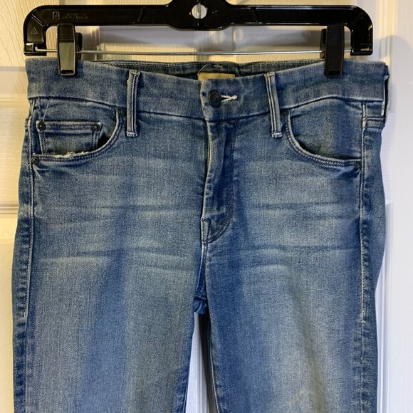 Mother Women's Looker Ankle Fray Jeans Size 26 Blue Boho Mid Rise Skinny Indie - Picture 3 of 10